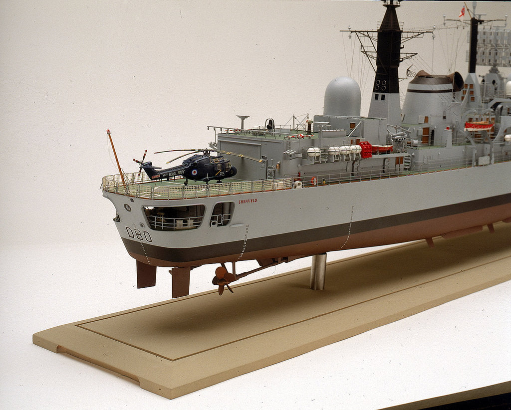 Detail of Type 42 destroyer, HMS Sheffield (1971), starboard stern detail by John R. Haynes