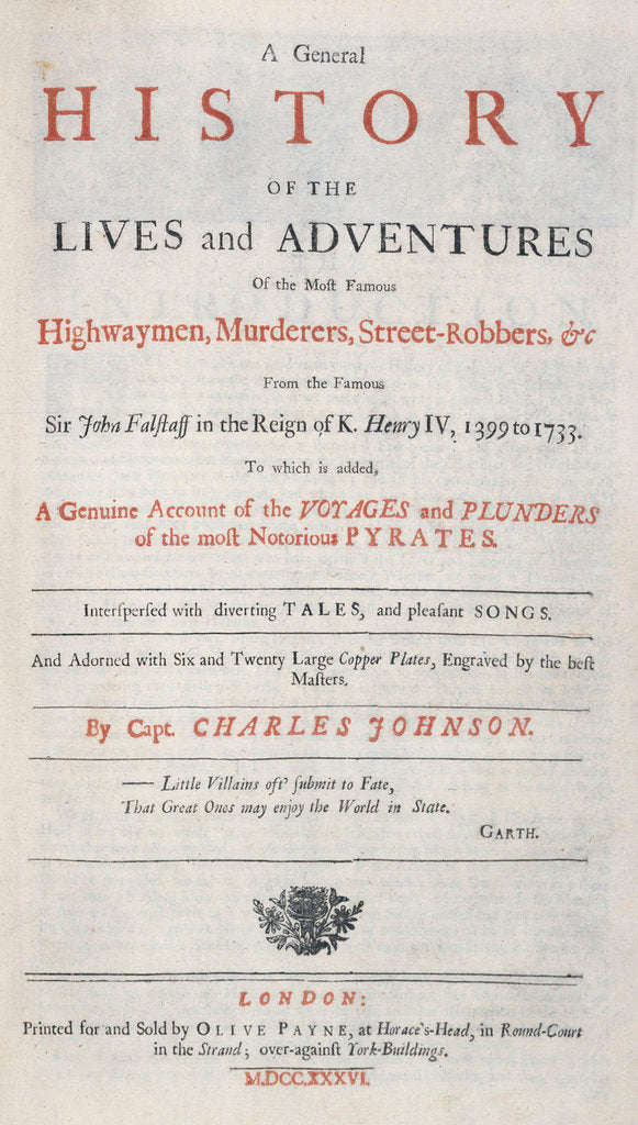 Detail of Frontispiece from 'A General History of the Lives and Adventures of the Most Famous Highwaymen, Murderers, Street Robbers etc.' by unknown