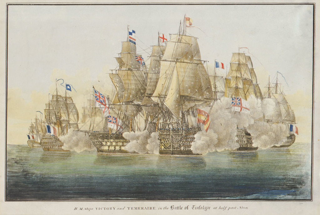 Detail of H.M.Ships 'Victory' and 'Temeraire', in the Battle of Trafalgar at half past Noon by A. Masson