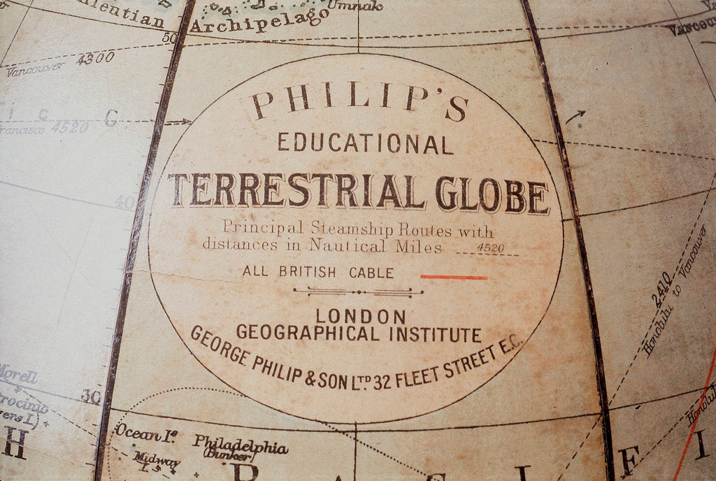 Detail of Cartouche in North Pacific Ocean by George Philip & Son