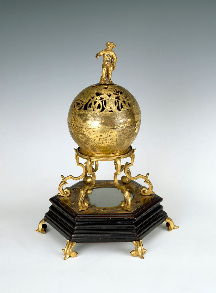 Detail of Terrestrial globe clock by Jacques de la Garde