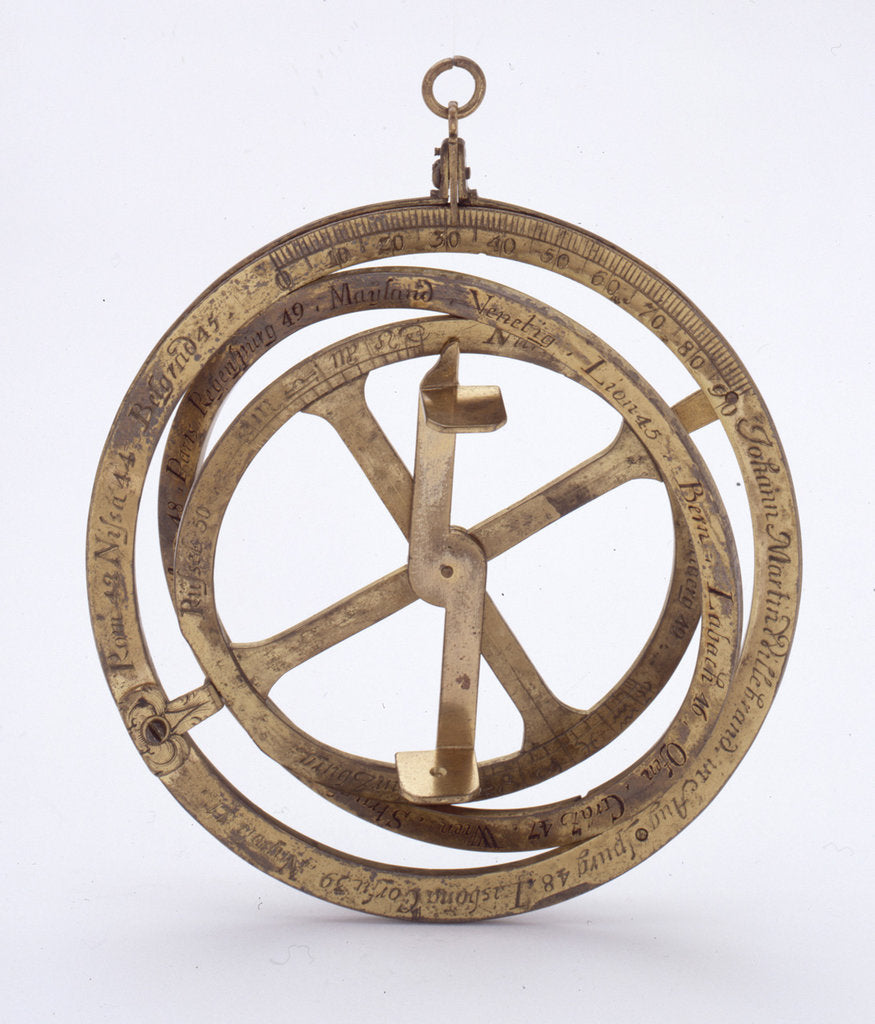 Detail of Three-ring universal equinoctial ring dial by Johann Martin Willebrand