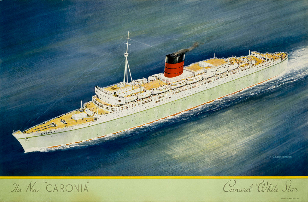 Detail of Cunard White Star Line Poster, the New Caronia by C.F. Hopkinson