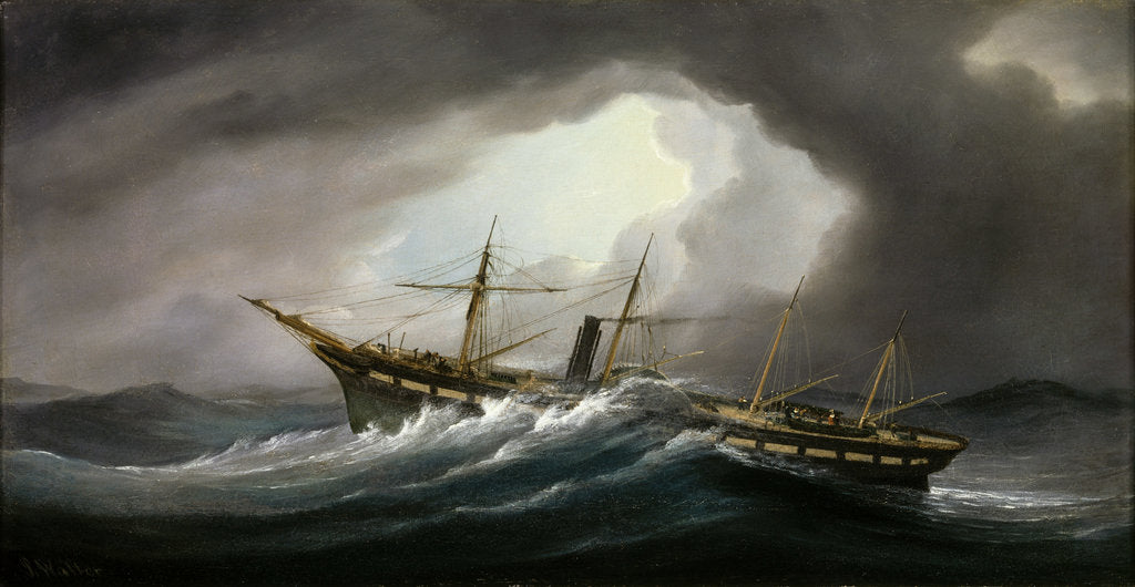 Detail of Paddle steamer 'Great Western' in a gale by Samuel Walters