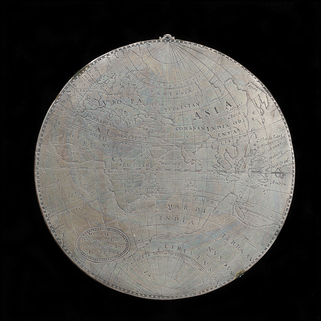 Detail of Medal commemorating the track of Drake's voyage, 1577-1580; obverse by Michael Mercator
