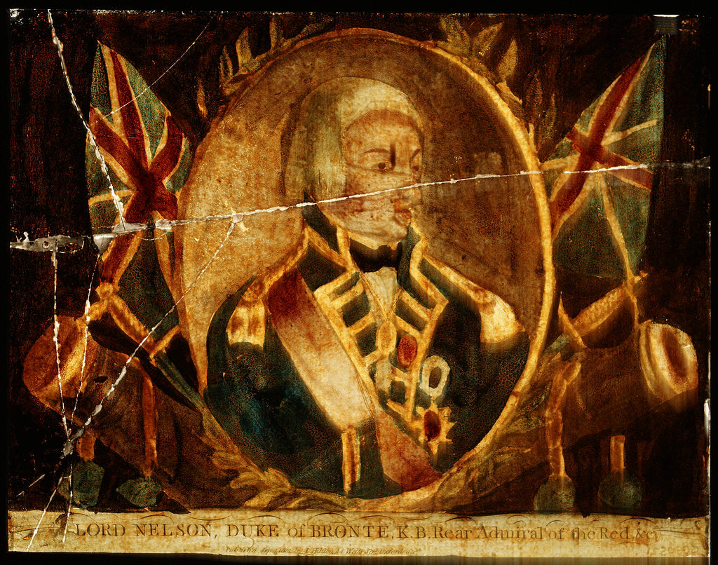 Detail of Picture on glass: Lord Nelson, Duke of Bronte K.B. Rear Admiral of the Red by J. Hinton