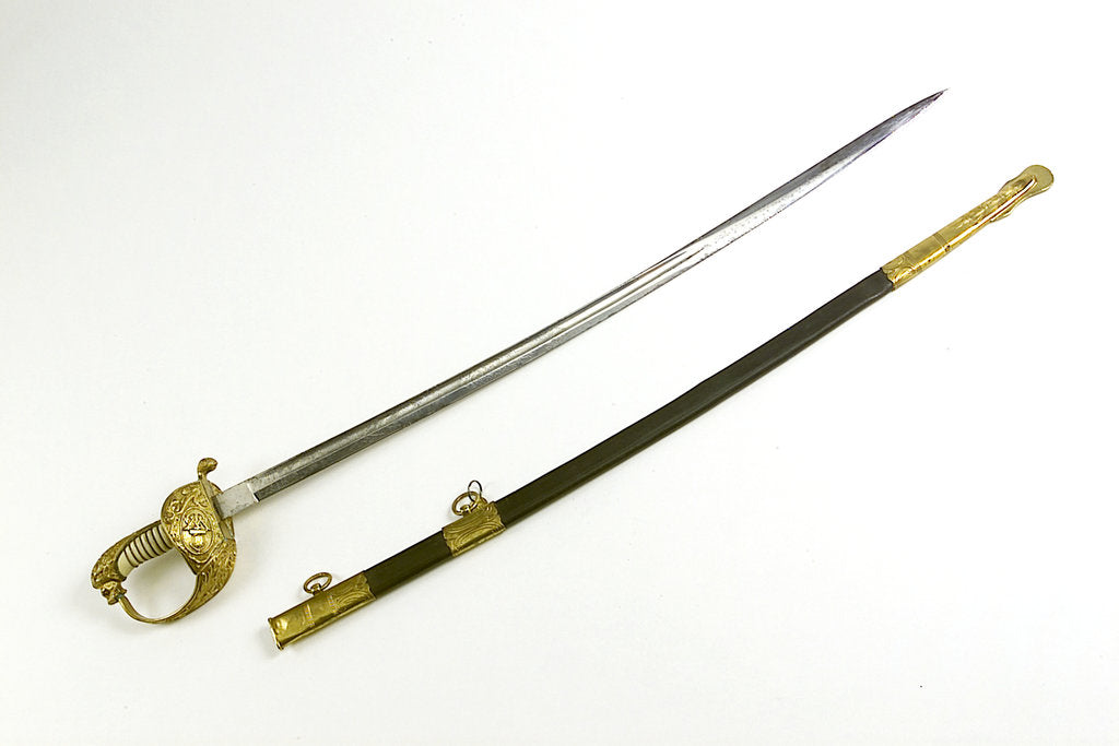 Detail of German solid half-basket hilted sword by Unknown