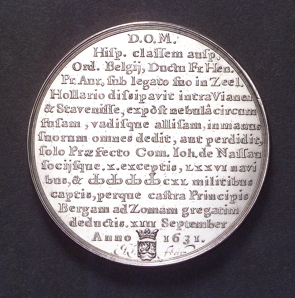 Detail of Medal commemorating the Spanish fleet captured at the Slaak, 1631; reverse by J. Looff