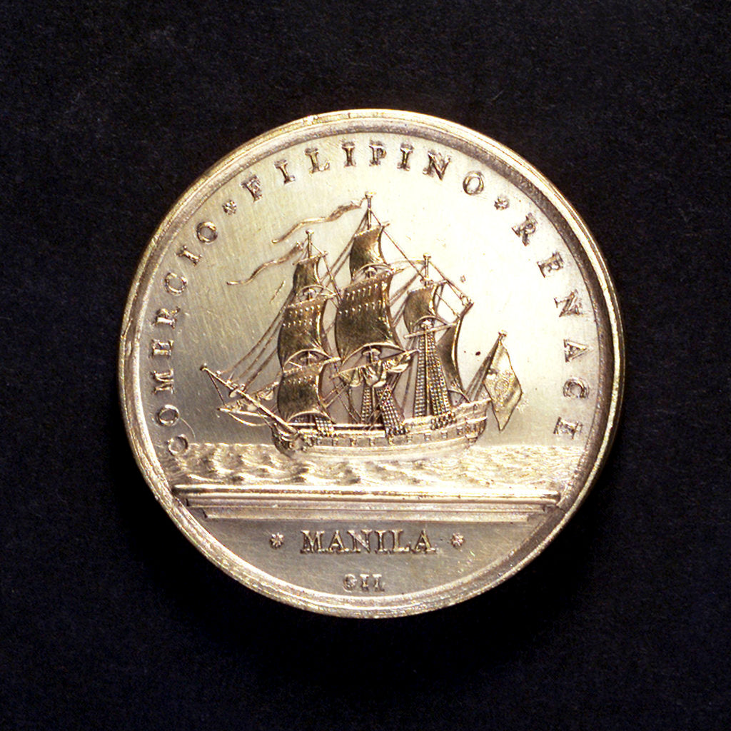 Detail of Medal commemorating commerce with the Philippines; reverse by J.C. Gil