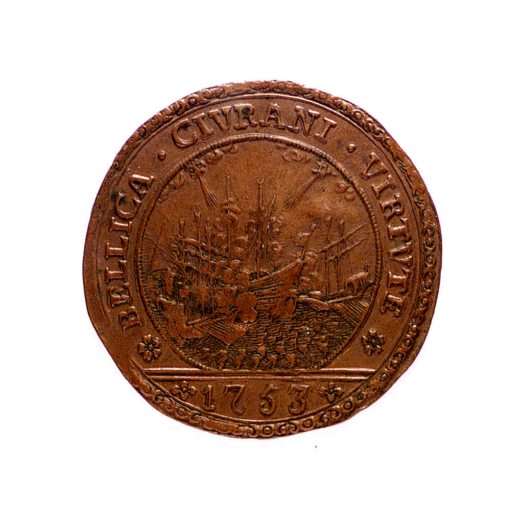 Detail of Medal commemorating Admiral Civrani's victory over the Turks at Cyprus, 1753; reverse by Unknown