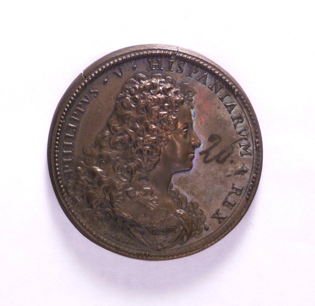 Detail of Medal commemorating the voyage to Naples of  Philip V of Spain, 1702; obverse by S. Vreani