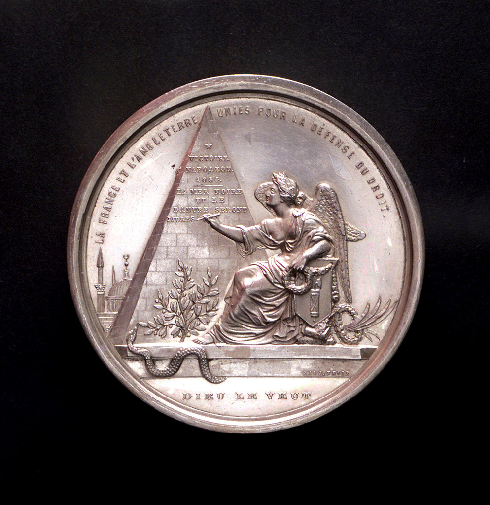 Detail of Medal commemorating the Black Sea freed, 1854; reverse by L.J. Hart