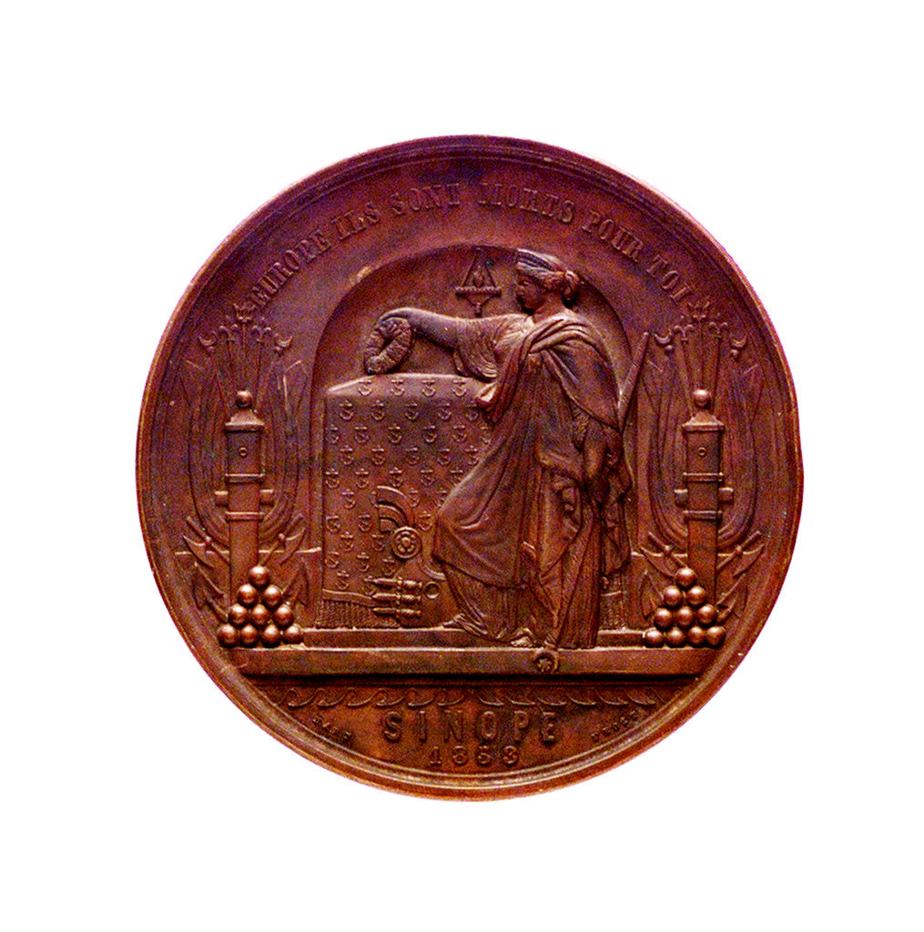 Detail of Medal commemorating the destruction of the Turkish fleet at Sinope, 1853; reverse by L.J. Hart