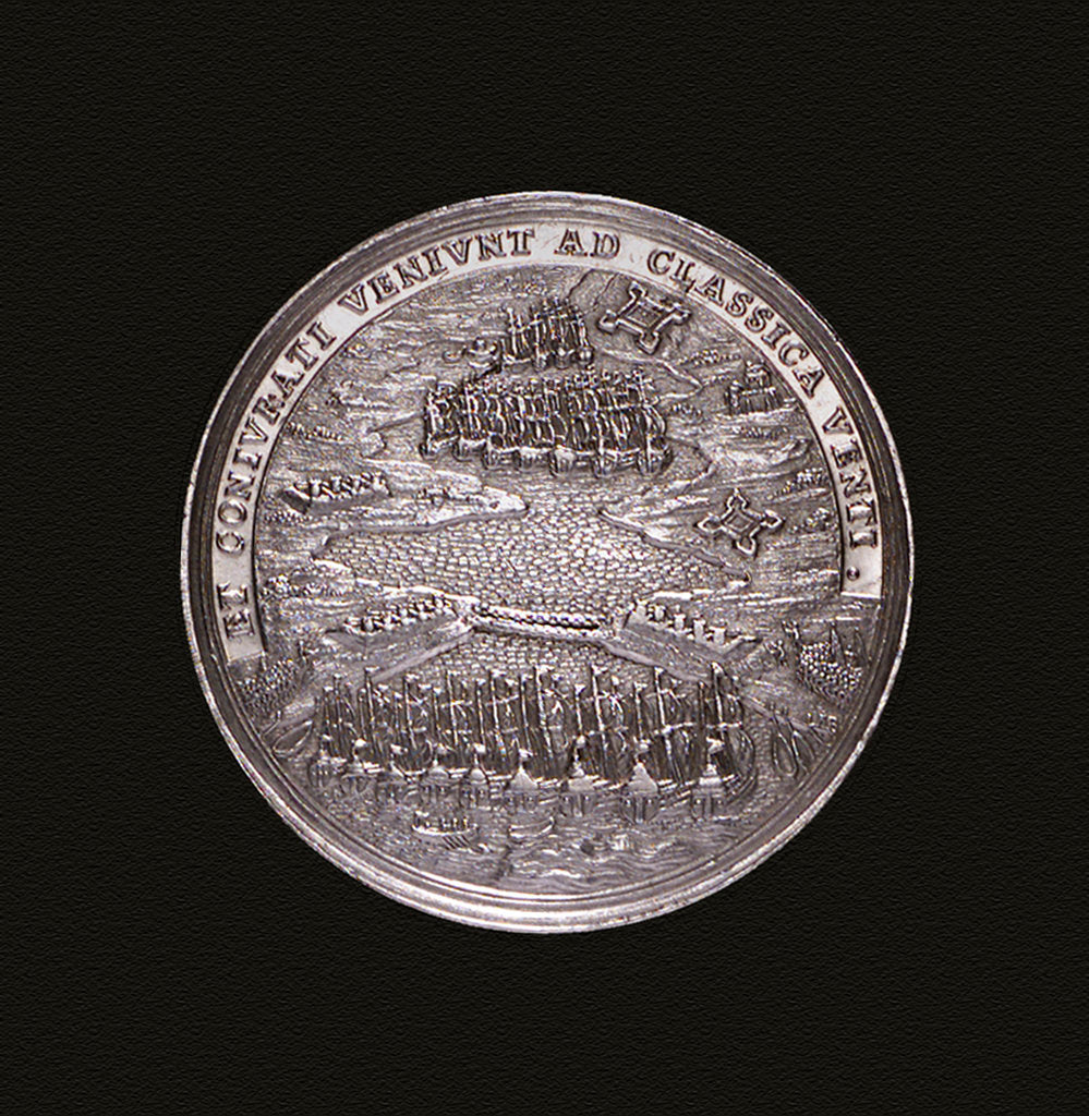 Detail of Medal commemorating the Expedition to Vigo Bay, 1702; reverse by G.F. Nurnberger