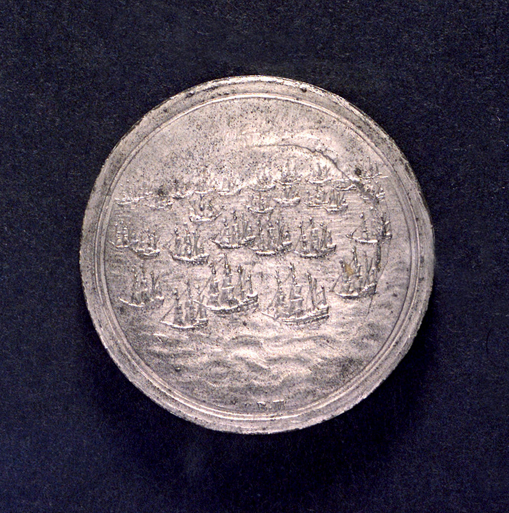 Detail of Medal commemorating Danish assistance to England; obverse by B. Meier