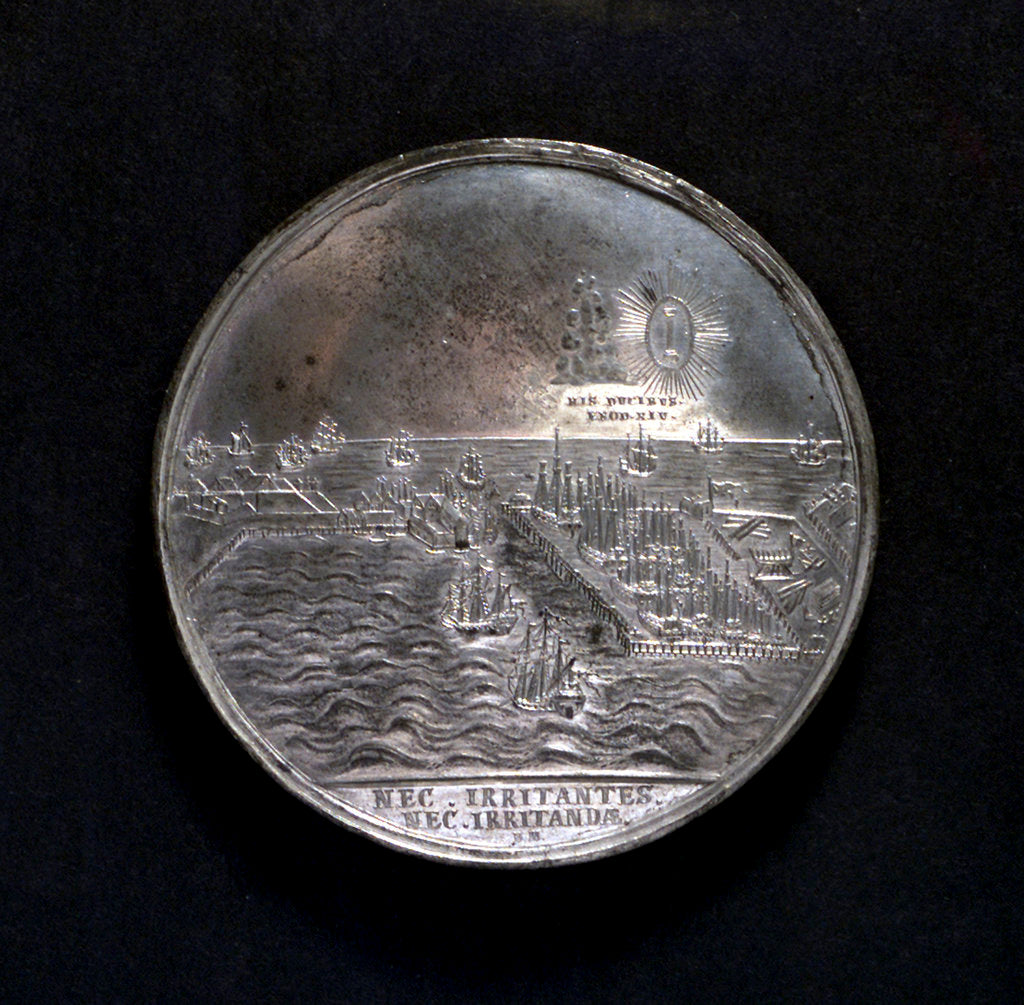 Detail of Medal commemorating harbour improvement at Copenhagen, 1692; reverse by B. Meier