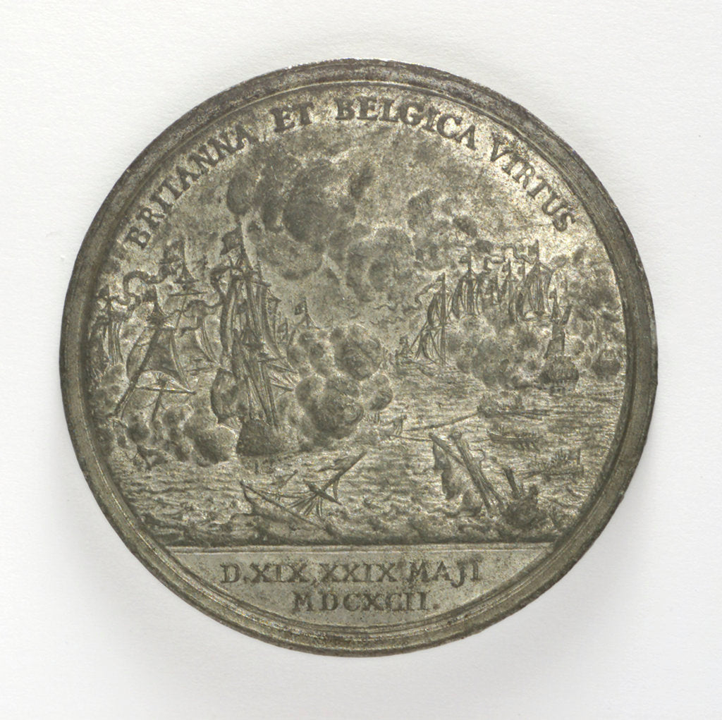 Detail of Medal commemorating the Battle of la Hogue, 1692; reverse by J. Smeltzing