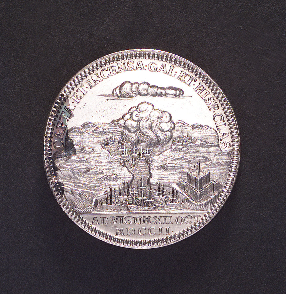 Detail of Medal commemorating the Expedition to Vigo Bay, 1702; reverse by C. Wermuth