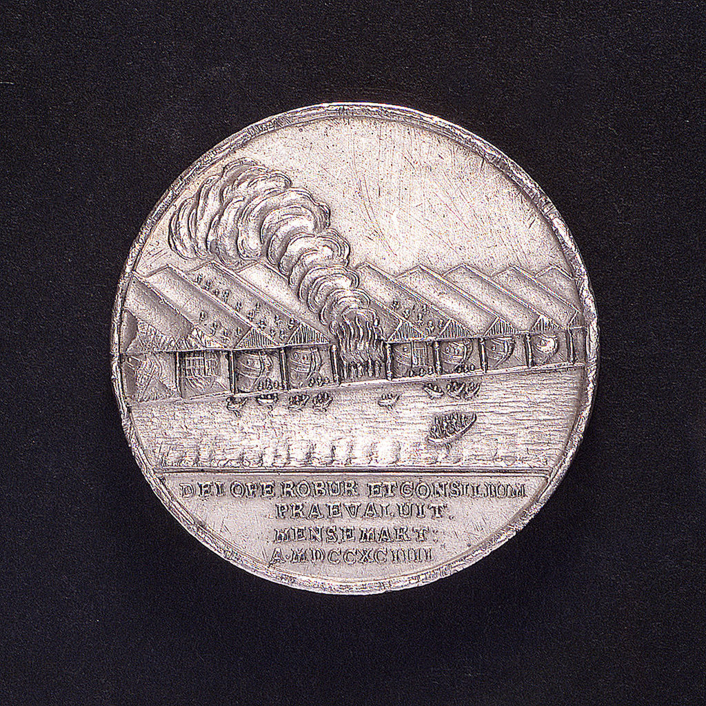 Detail of Medal commemorating ship construction in Venice; reverse by A. Schabel