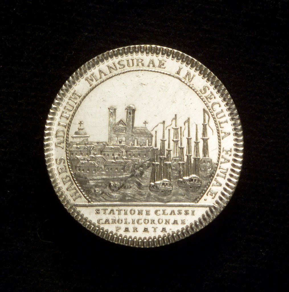 Detail of Medal commemorating Admiral Count Wachtmeister (1641-1714); reverse by C. Enhorning
