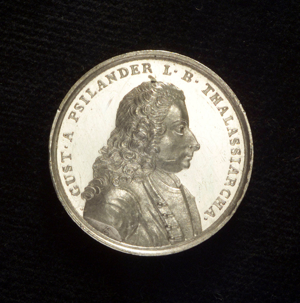 Detail of Medal commemorating Admiral Gustavus af Psilander (1669-1738); obverse by G.A. Enegren