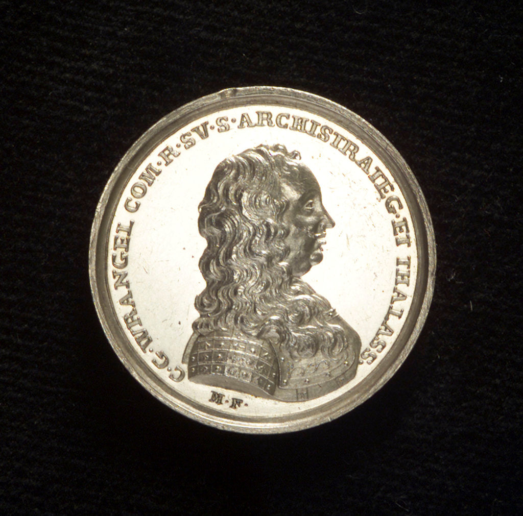Detail of Medal commemorating Admiral Count Wragel; obverse by M. Frumerie