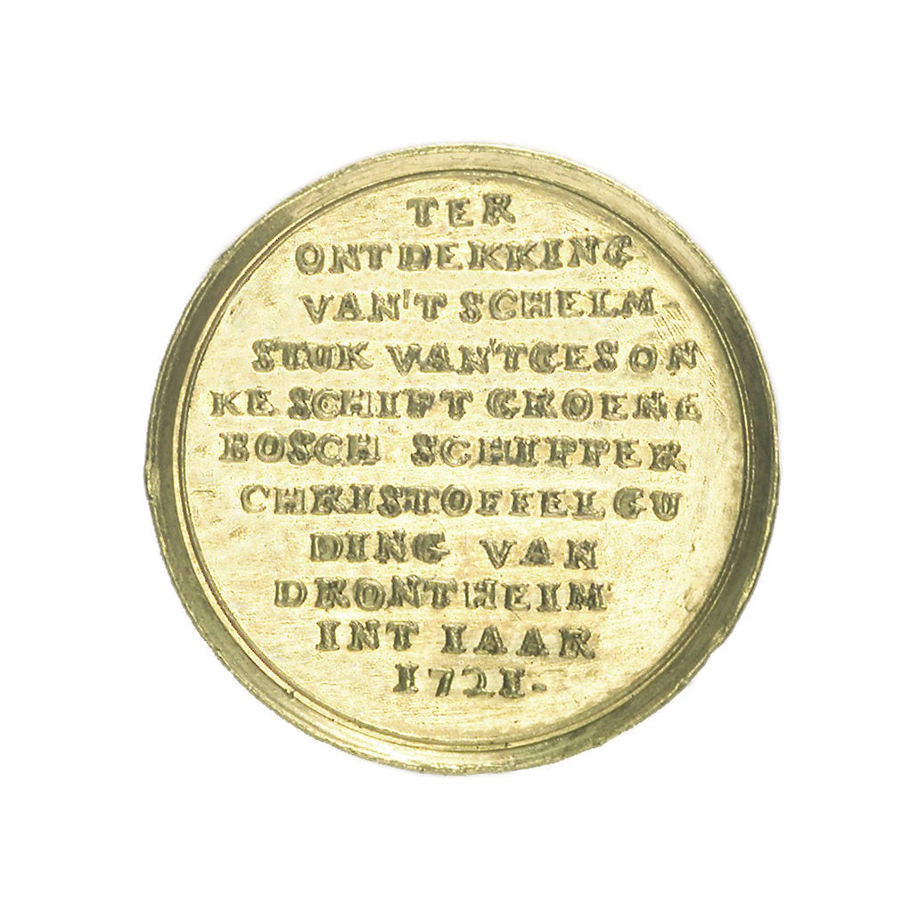 Detail of Counter commemorating the sinking of the 'Groenebosch', 1721; reverse by Unknown
