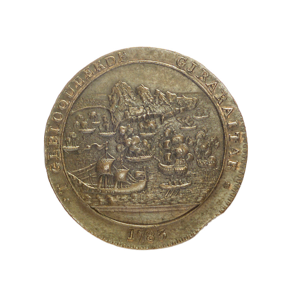 Detail of Counter commemorating the blockade of Gibraltar, 1783 and the loss of the 'Royal George', 1782; obverse by Unknown