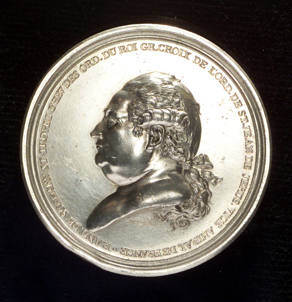 Detail of Medal commemorating Admiral Pierre André de Suffren Saint Tropez (1729-1788) by Augustin Dupr