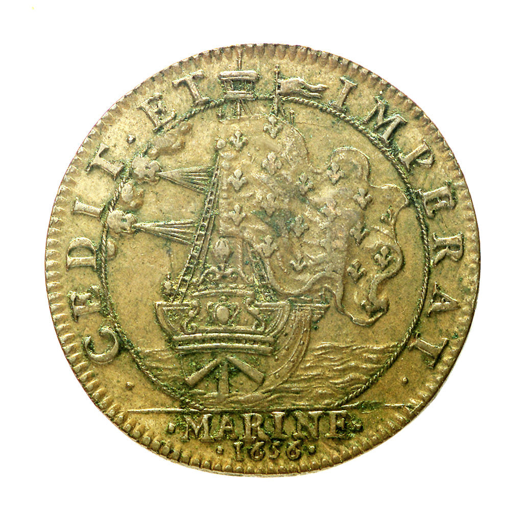 Detail of Counter commemorating Admiral César, Duc de Vendôme (1594-1665) and the defeat of the Spanish fleet, 1656 by Unknown