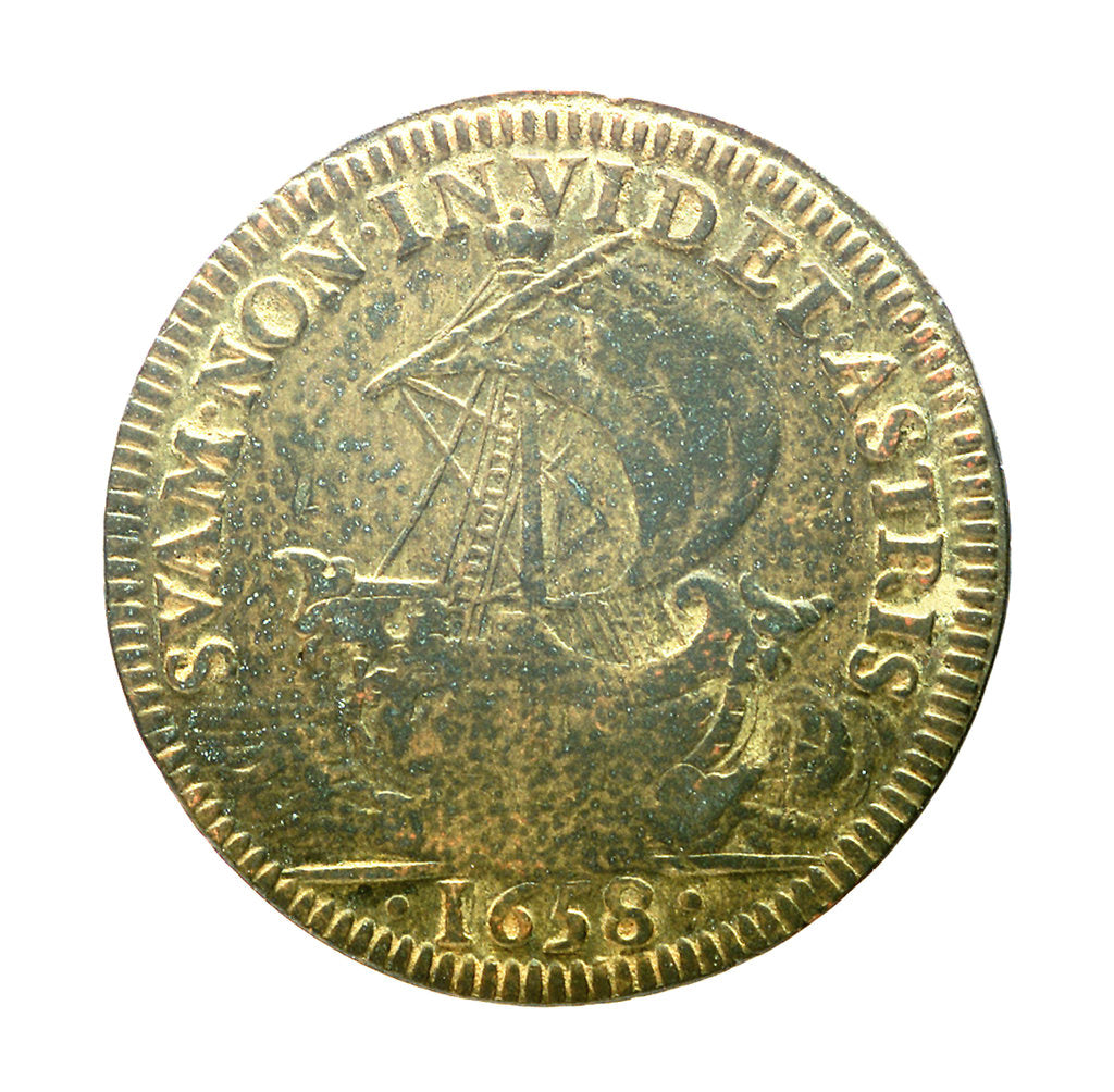 Detail of Counter commemorating French ships being seized by the Dutch, 1658; reverse by Unknown