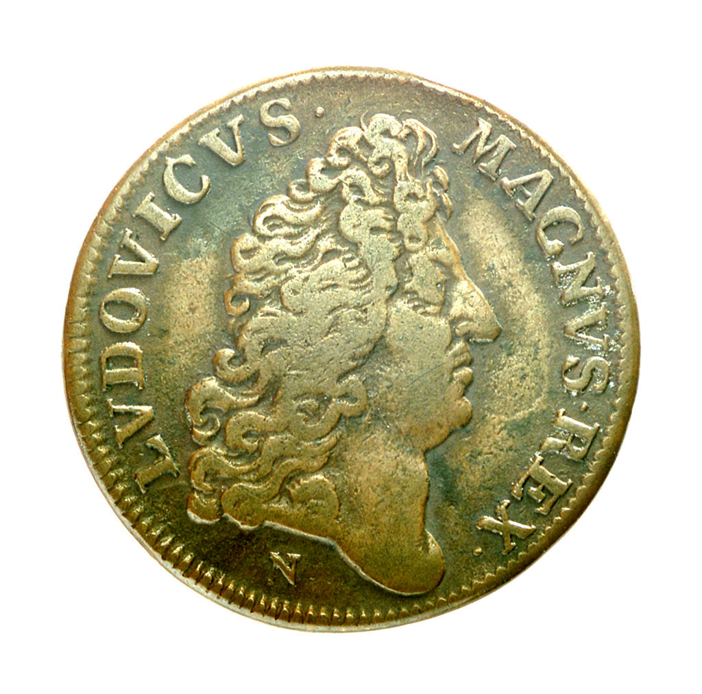 Detail of Counter commemorating the capture of Tobago, 1677; obverse by J. Nilis