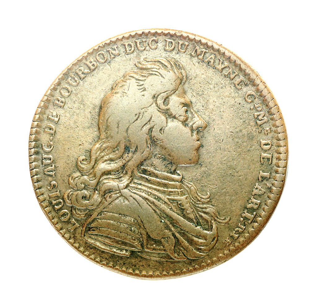 Detail of Counter commemorating  Louis A. de Bourbon, Duc du Maine (born 1670),  Grandmaster of Artillery; reverse by Unknown