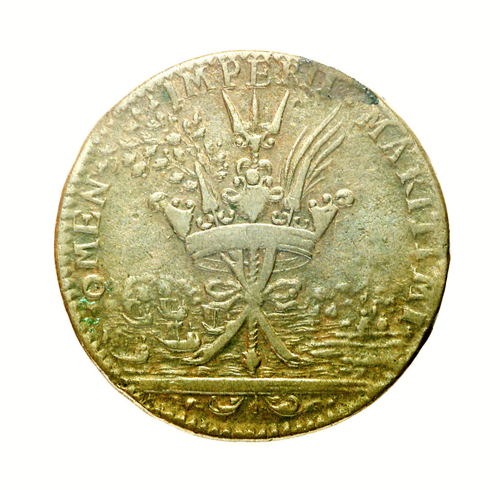 Detail of Counter commemorating the Battle of Cartagena, 1697; reverse by J. Nilis