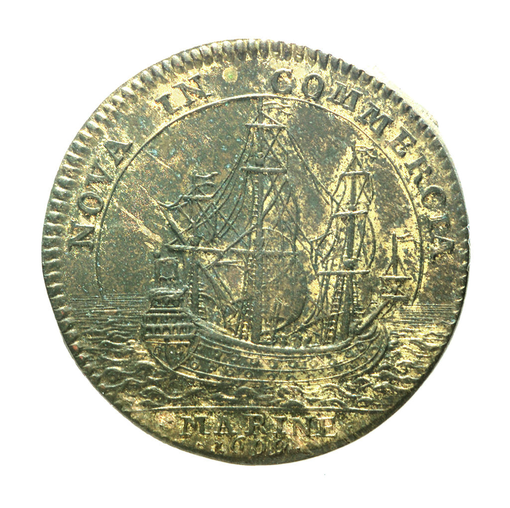 Detail of Counter commemorating the cruise of Beauchesne to the coasts of Chile and Peru for trade purposes; reverse by Unknown