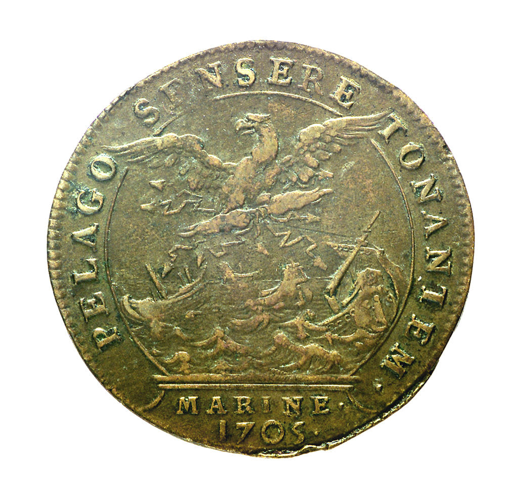 Detail of Counter commemorating the Battle of Malaga, 1704; reverse by H. Roussel