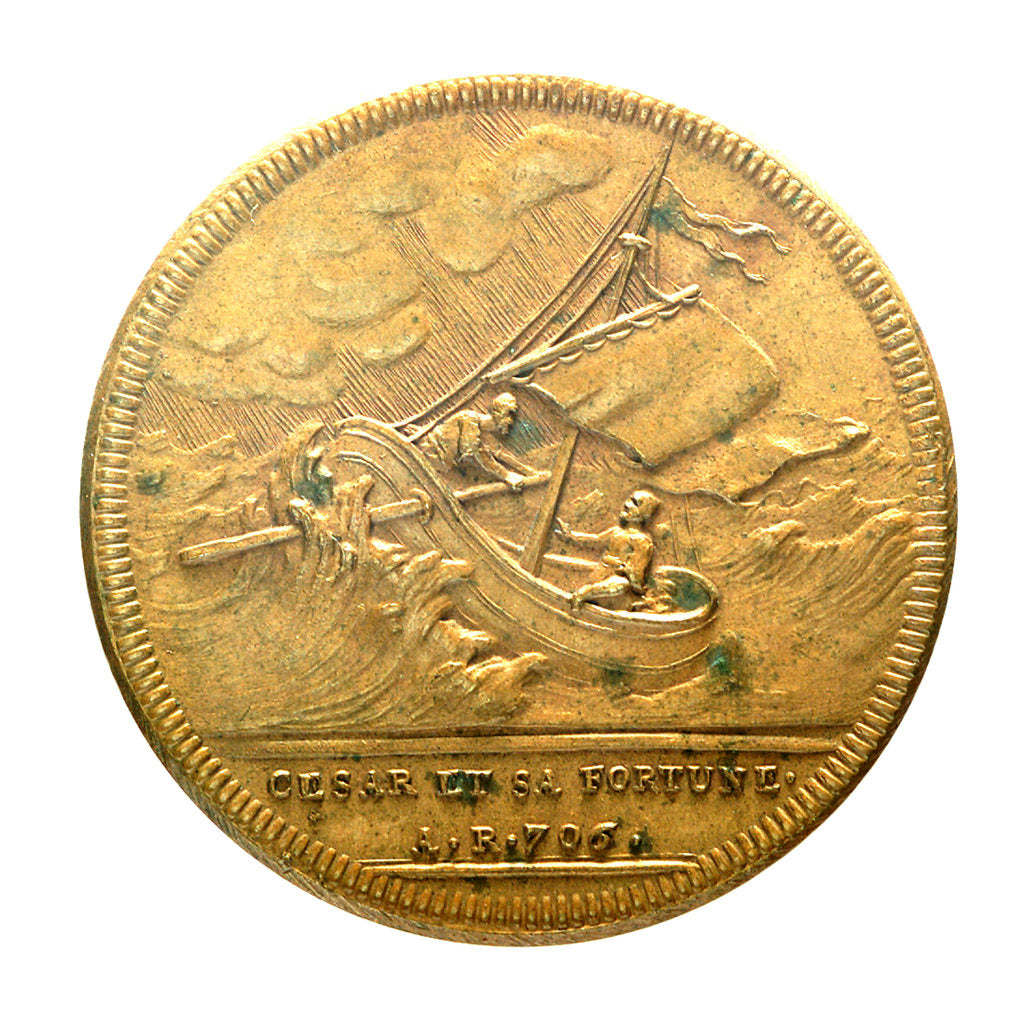 Detail of Counter commemorating Caesar in Alexandria, BC48; obverse by Jac Dassier
