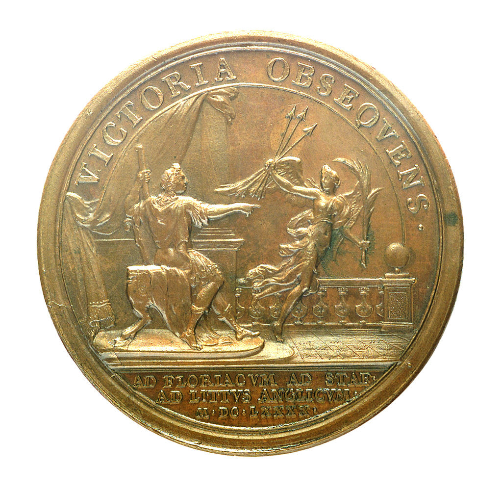 Detail of Medal commemorating the action off Beachy Head, 1690; reverse by J. Mauger