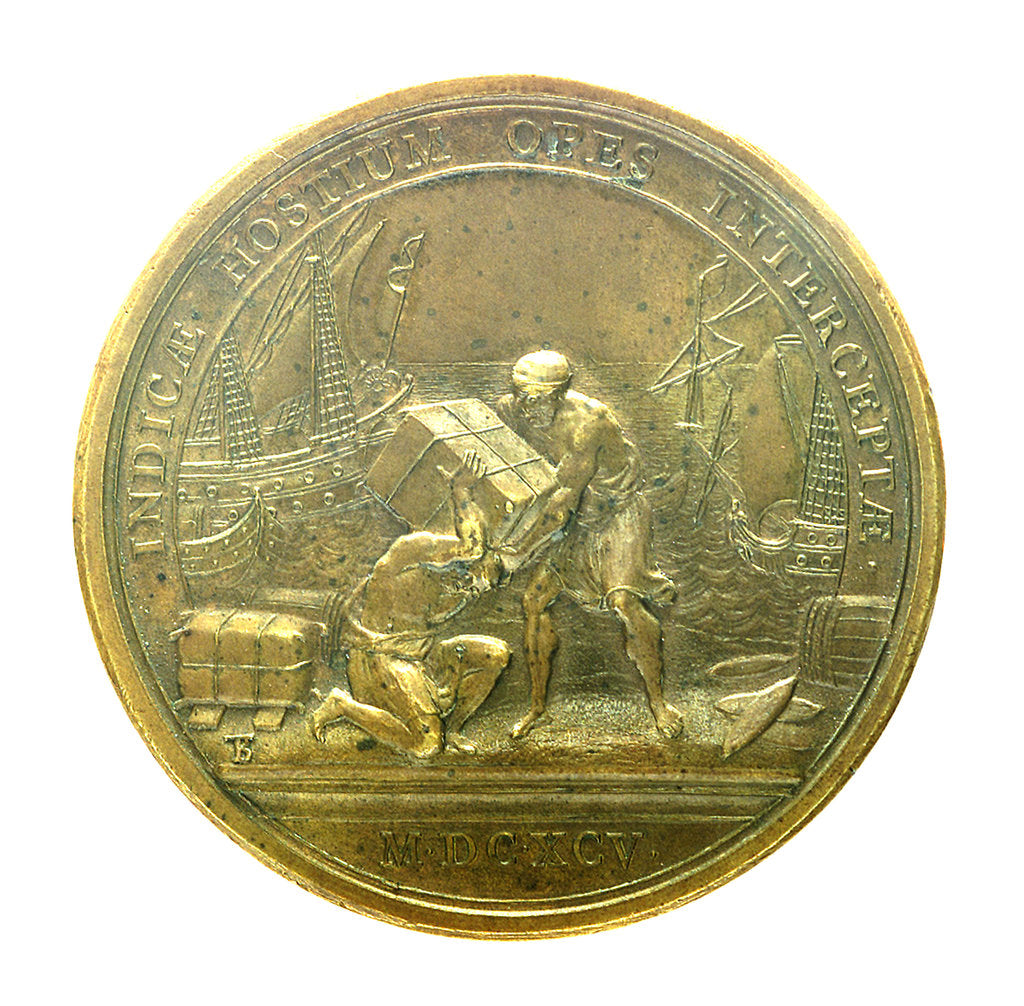 Detail of Medal commemorating the capture of English merchant ships; reverse by J. Mauger