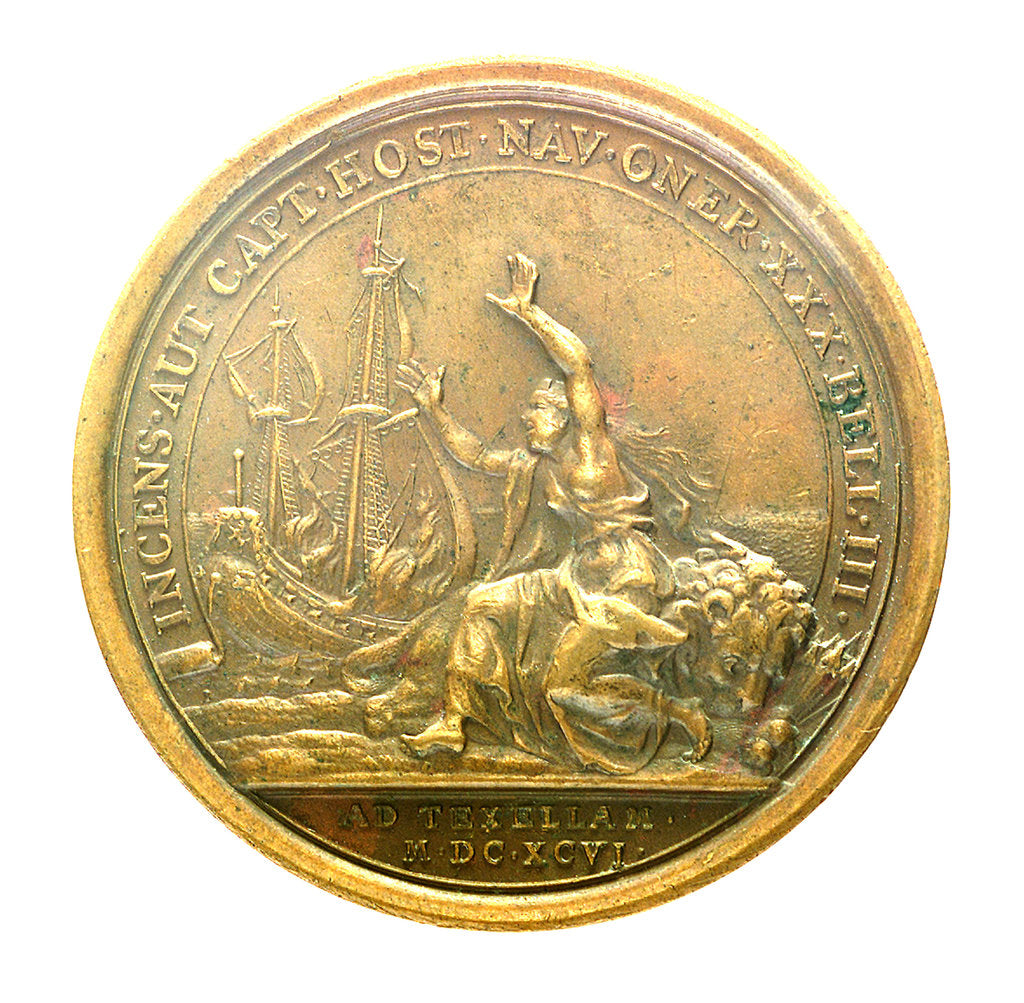 Detail of Medal commemorating the Dutch squadron captured by Admiral Jean Bart, 1696; reverse by Unknown