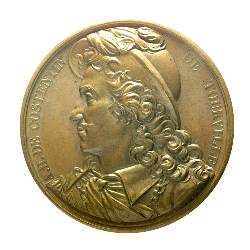 Detail of Medal commemorating Admiral Anne Hilarion de Contentin, Comte de Tourville (1642-1701); obverse by J.A. Pingret