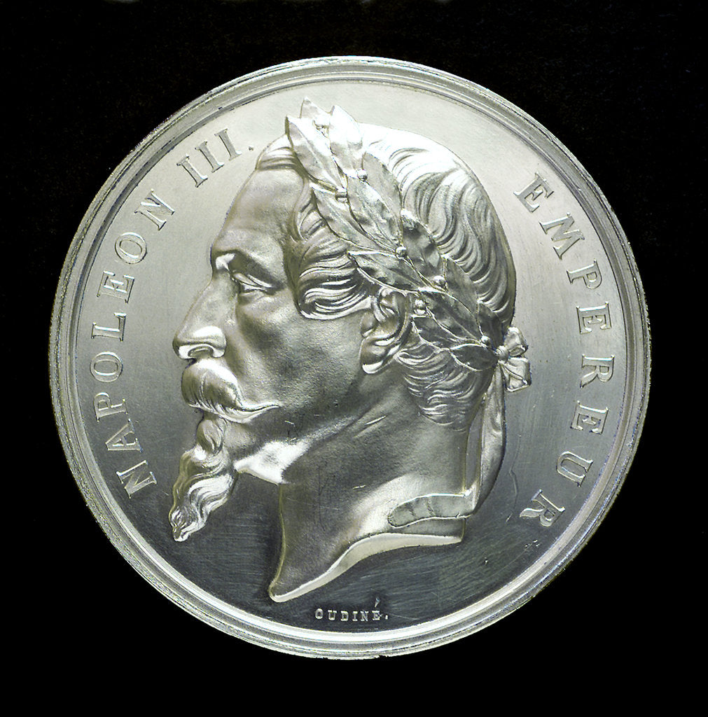Detail of Medal commemorating the opening of the Suez Canal, 1869; obverse by E.A. Oudin