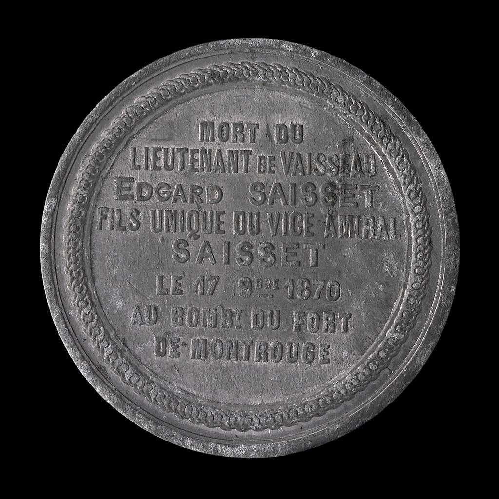 Detail of Medal commemorating the siege of Paris, 1870-1871 and death of Lieutenant Edgard Saisset; reverse by Unknown