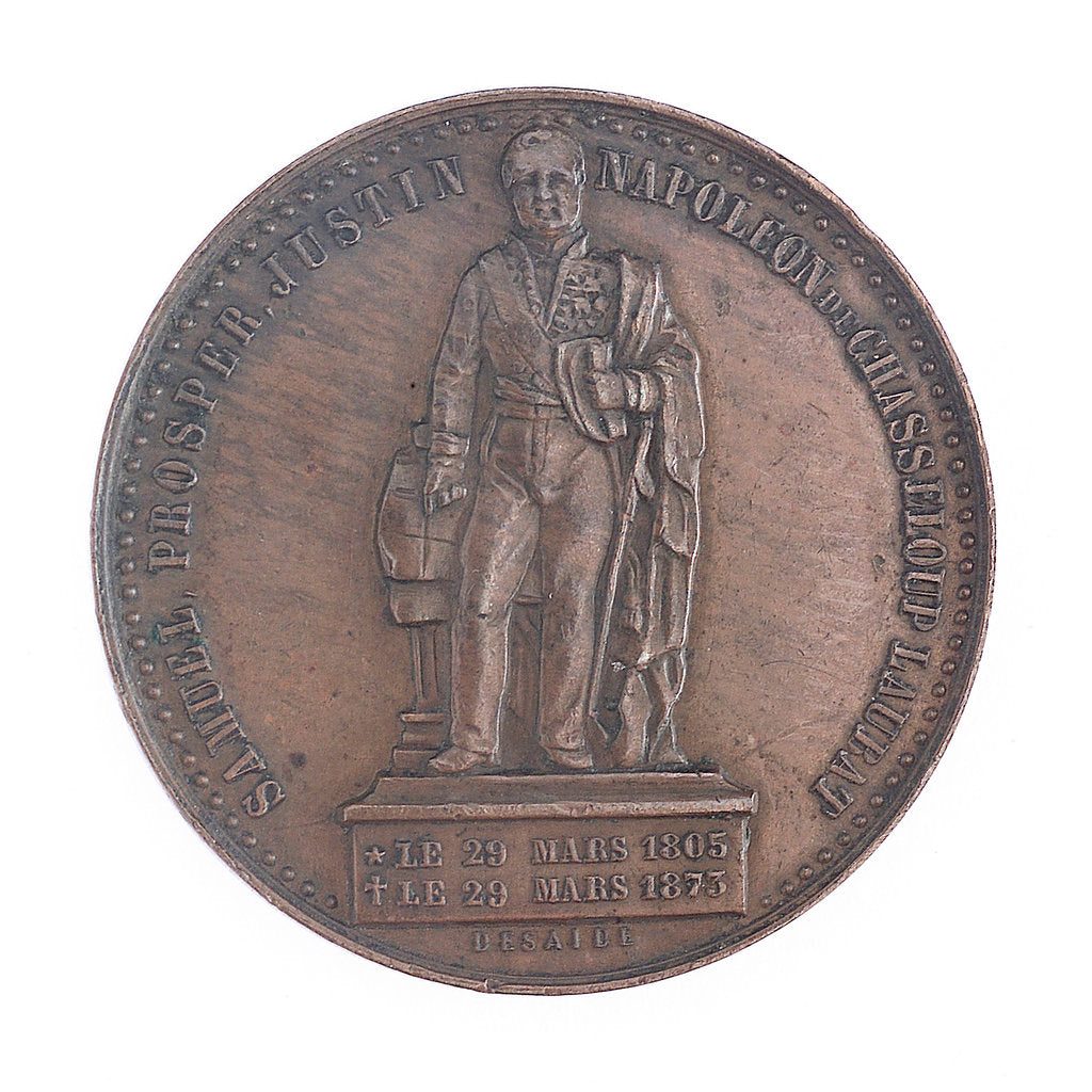 Detail of Medal commemorating  Admiral Justin-Napoleon Chasseloup-Laubat (1805-1873); obverse by A. Desaide