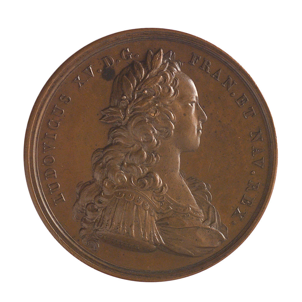 Detail of Medal commemorating the defence of Guadeloupe, 1721; obverse by J. Duvivier