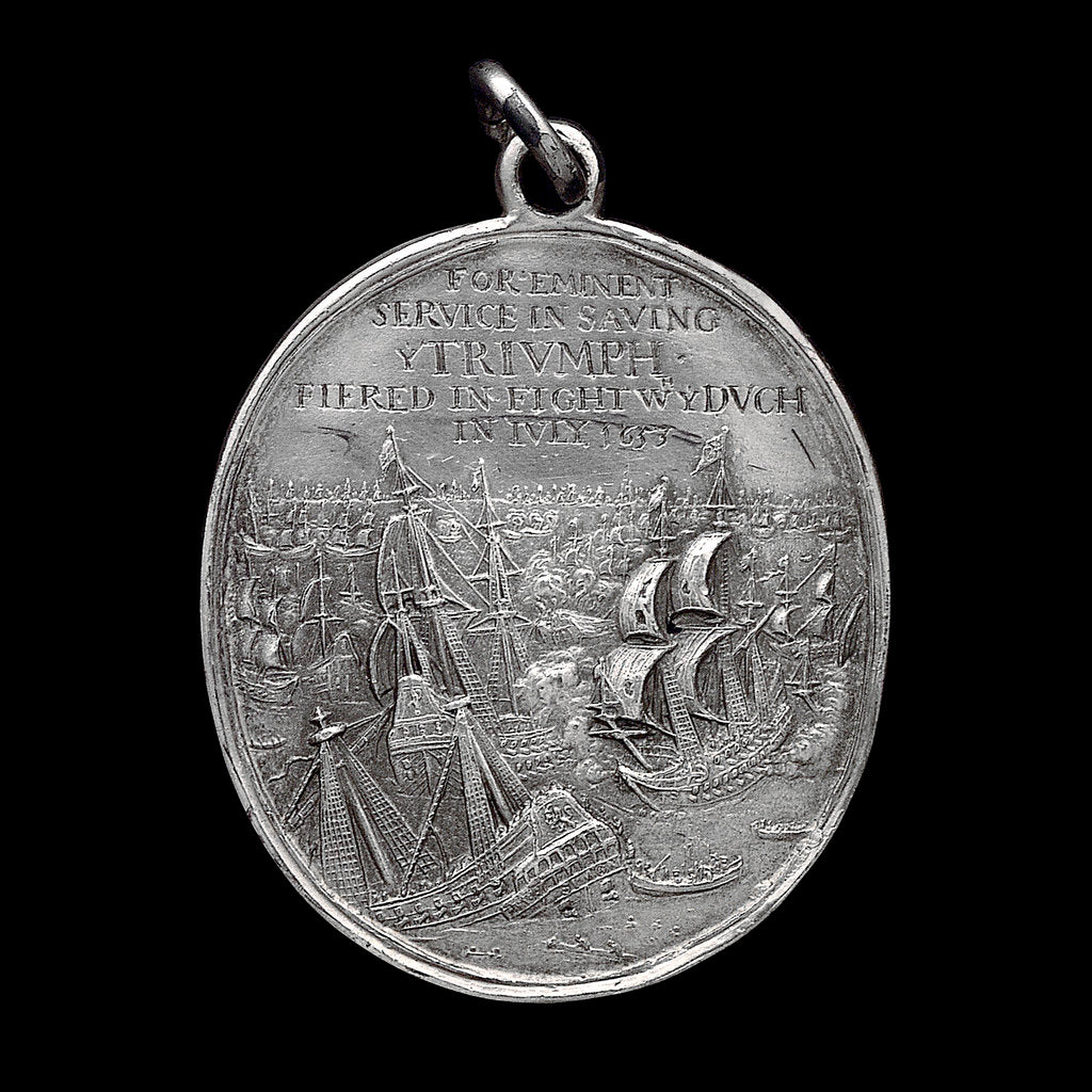 Detail of Naval reward medal; reverse by T. Simon