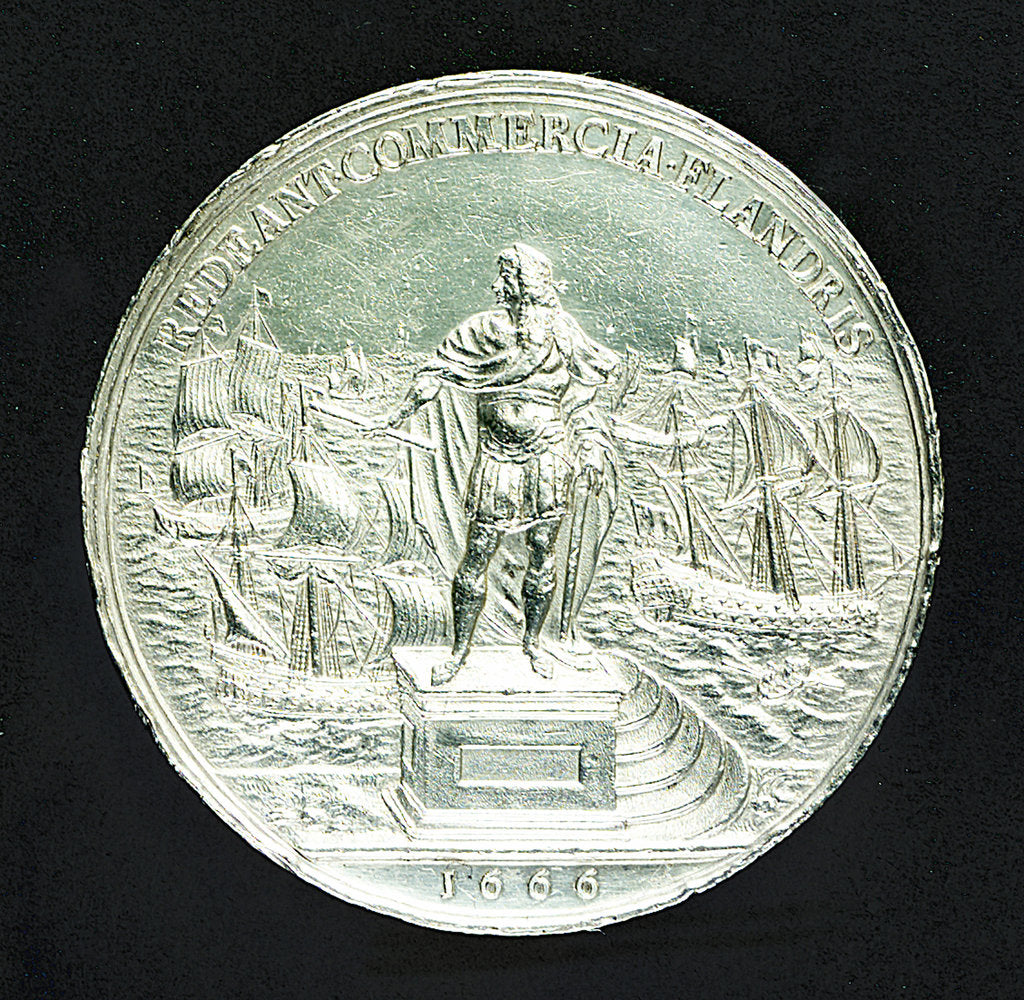 Detail of Medal commemorating the proposed commercial treaty with Spain; reverse by J. Roettier