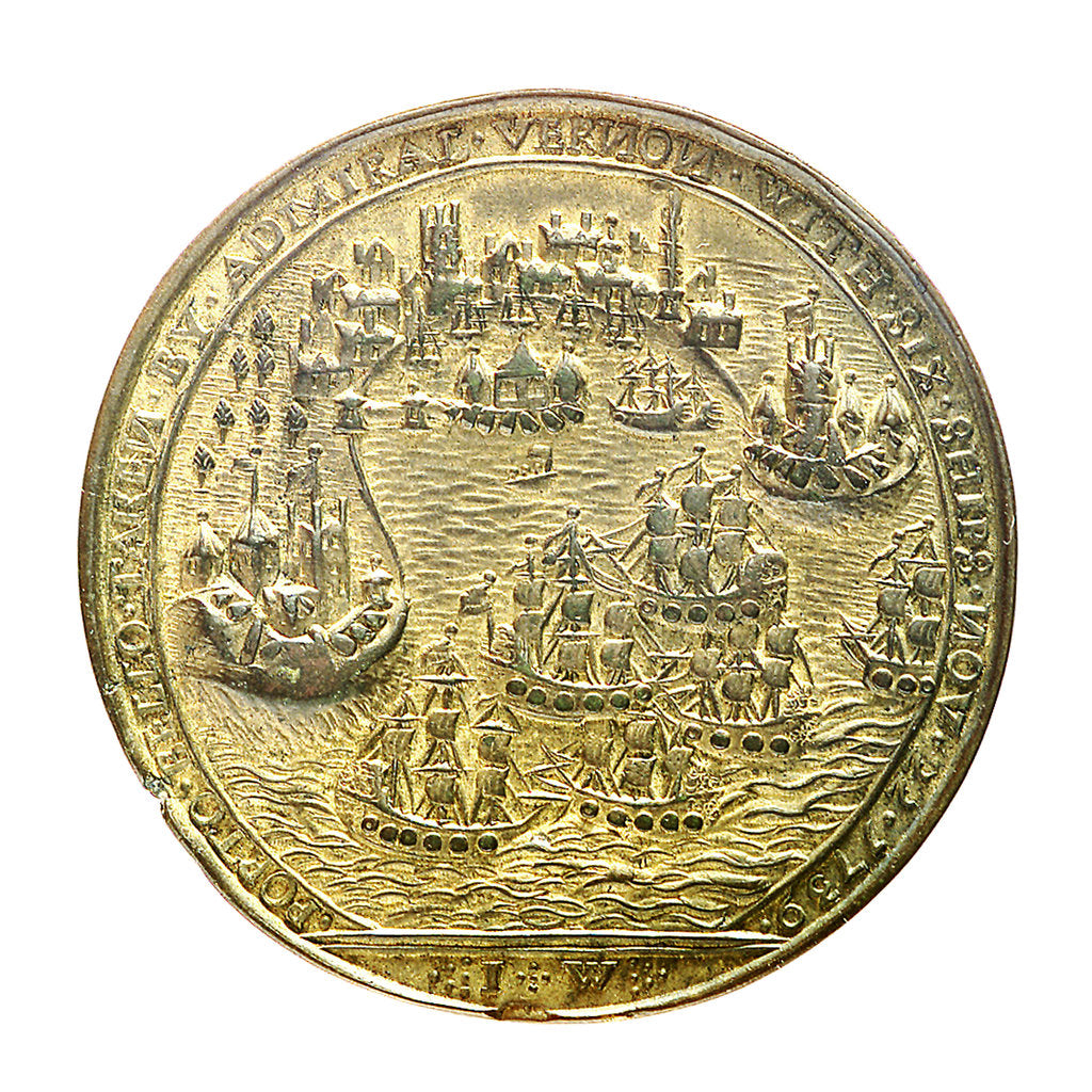 Detail of Medal commemorating the capture of Porto Bello, 1739; reverse by Unknown