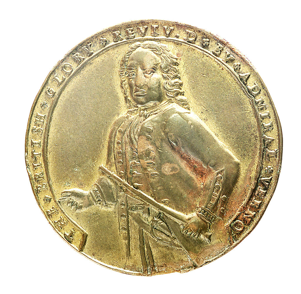 Detail of Medal commemorating Admiral Edward Vernon (1684-1757) and the capture of Porto Bello, 1739; obverse by Unknown