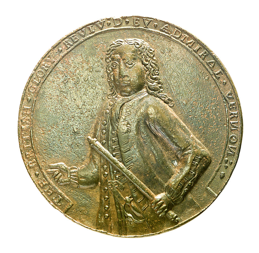 Detail of Medal commemorating Admiral Edward Vernon (1684-1757) and the capture of Porto Bello, 1739; obverse by Unknown